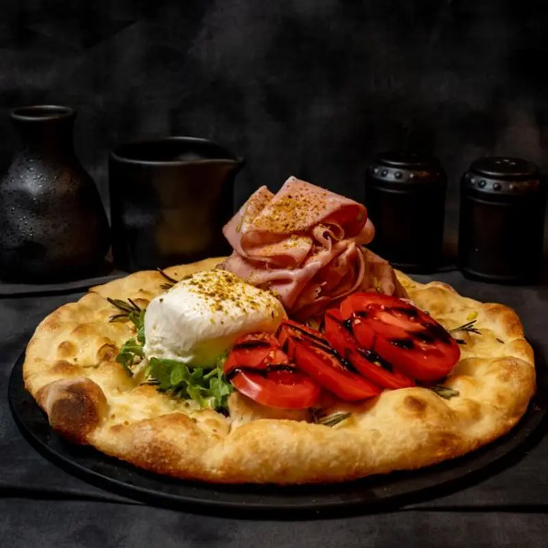 BURRATA MORTADELLA FOCACCIA at Cotto Pizza