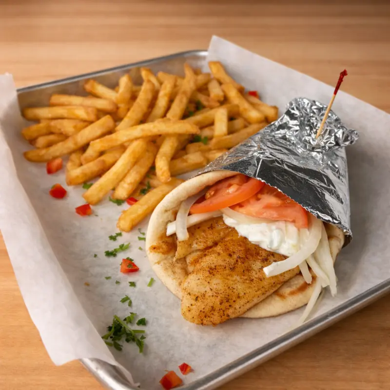 Fish Gyro at Cajun Greek