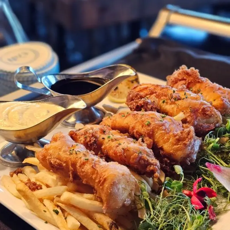 Halibut Fish And Chips at Number 13 Prime Steak and Seafood 7809 Broadway