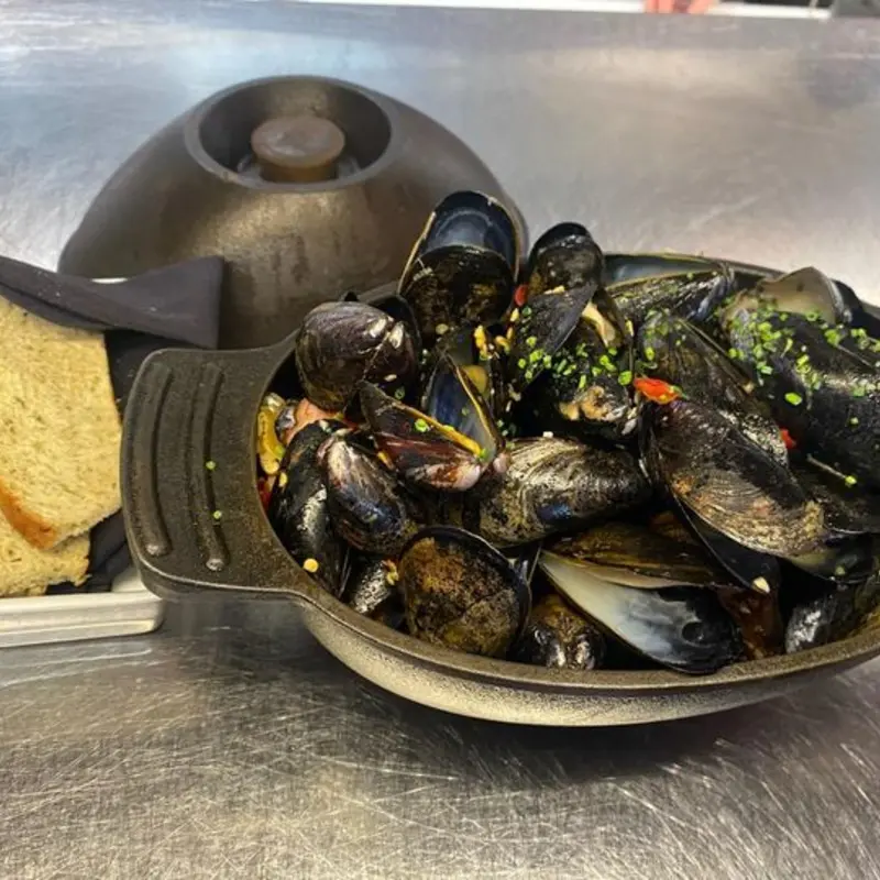 Mussels Calabrese at Number 13 Prime Steak and Seafood 7809 Broadway