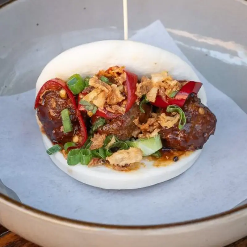 Plum BBQ Meatball Bun at Clever Koi Gilbert