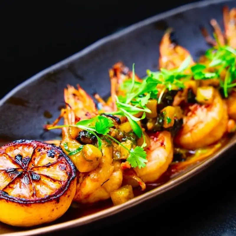 Fire Grilled Head-On Shrimps at Bokagua restaurant 3541 Riverdale Ave