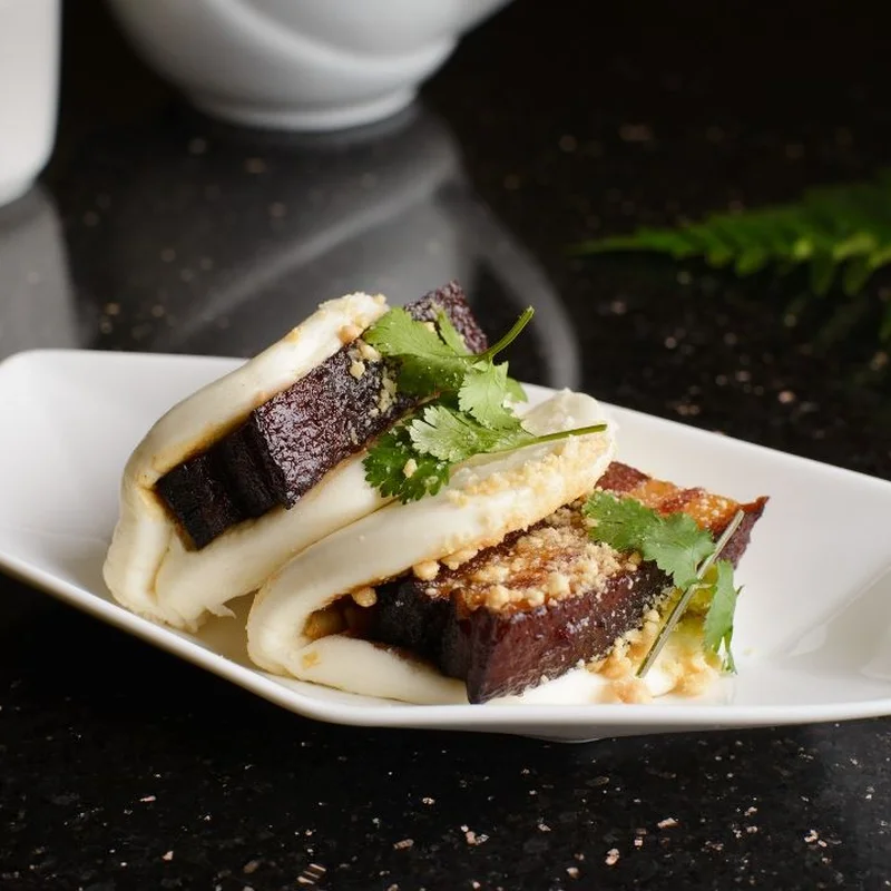 Braised Pork Belly Buns w Peanuts 2pcs 焖肉挂包 at Bund on Queens Blvd - Forest Hills