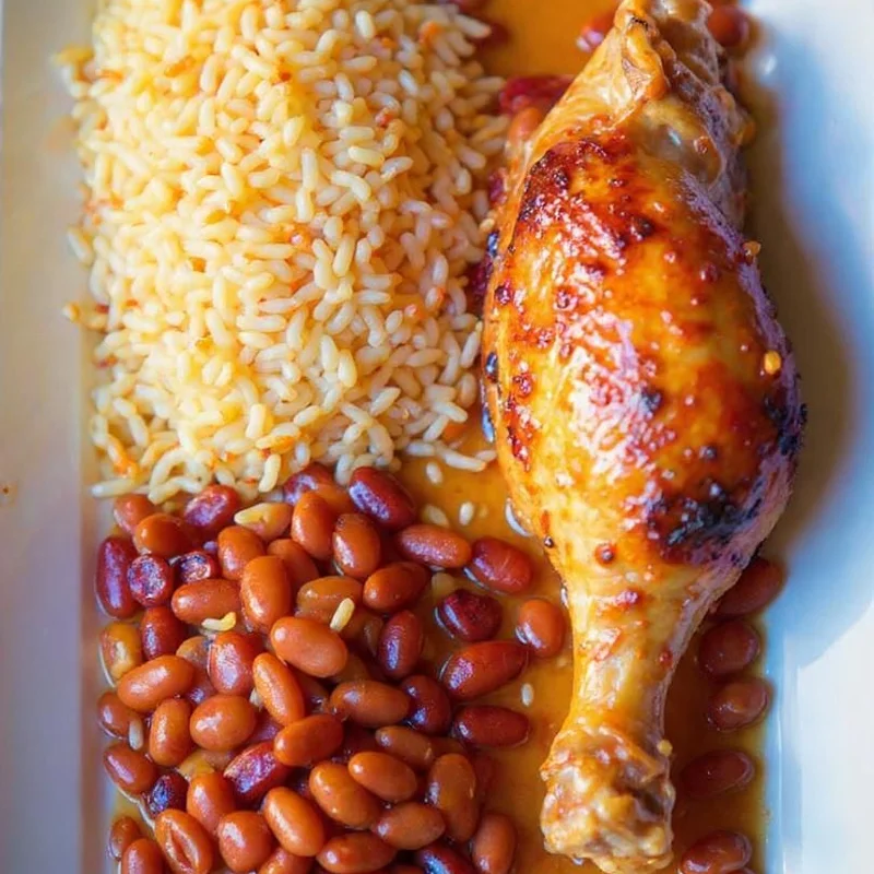Roasted Chicken With Rice And Bean at Forest Hills Express Cafe